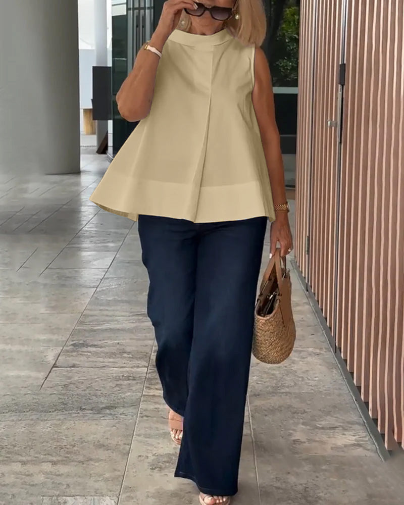 Bluzka bez rękawów prosta prosta