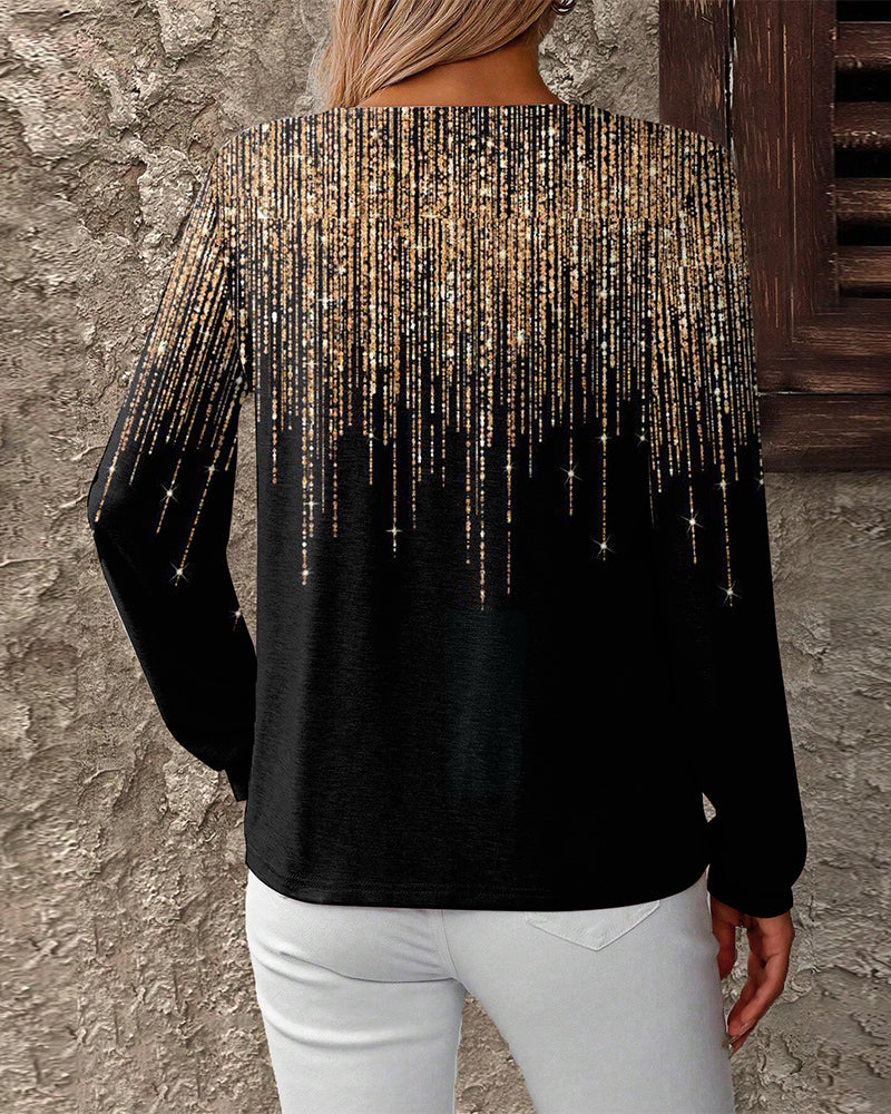 Top z nadrukiem i dopasowanym dekoltem w serek