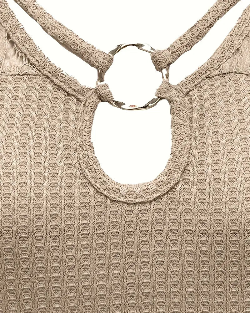 Koszulka z koronką w panelu dzianinowym