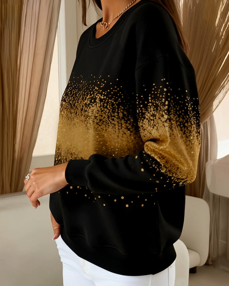 Sweter z modnym okrągłym dekoltem i gradientowym nadrukiem