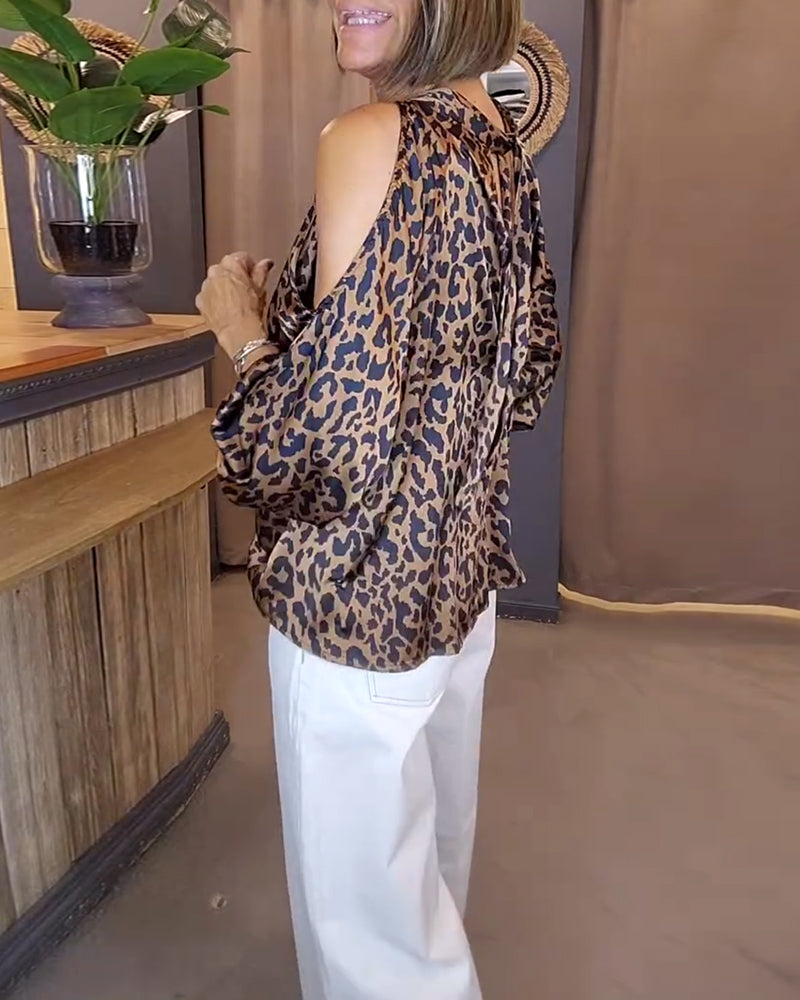 Bluzka bez ramiączek z nadrukiem w panterkę