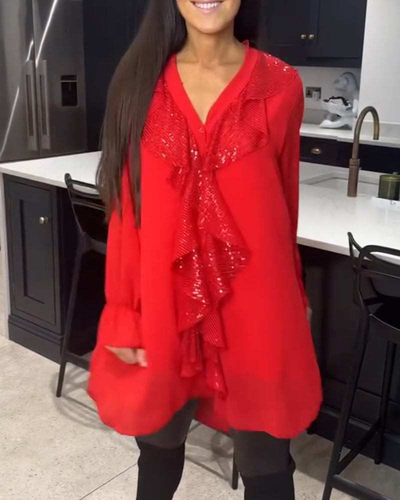 Bluzka z falbankami o eleganckim fasonie