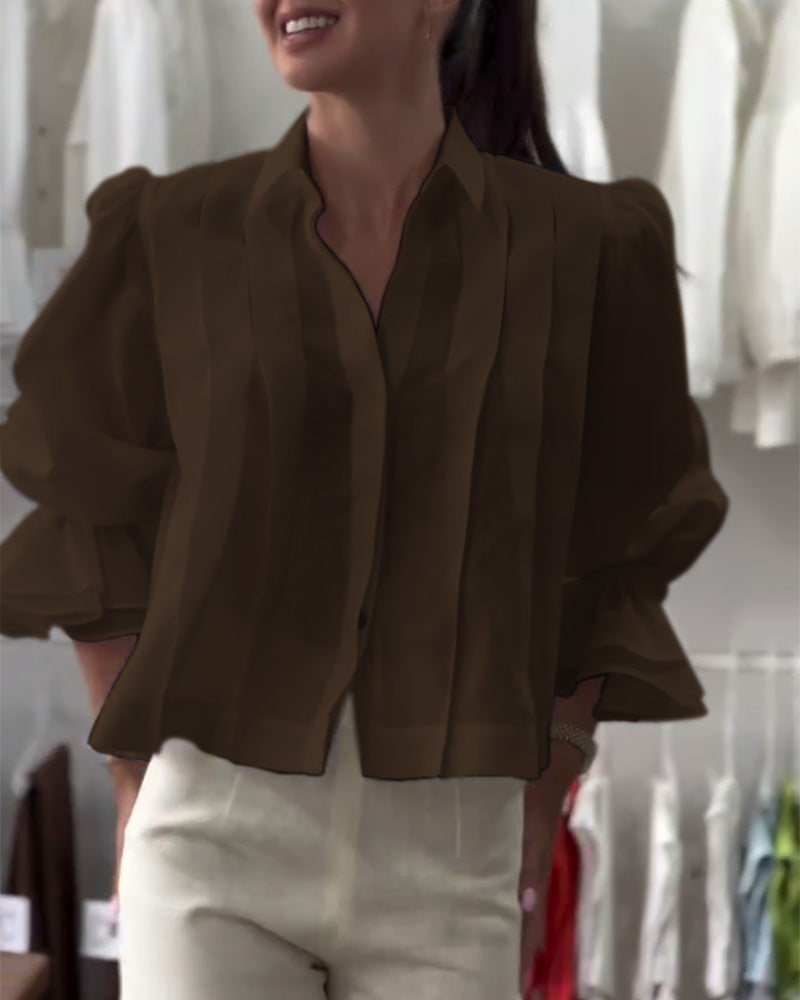 Koszula z bufiastymi rękawami i falbanką