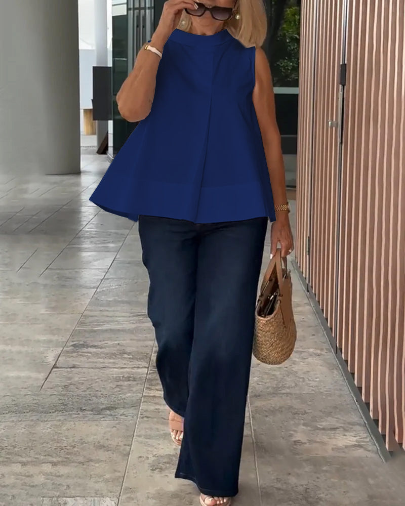 Bluzka bez rękawów prosta prosta