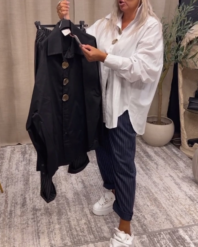 Stylowa, prosta koszula z klapami i guzikiem