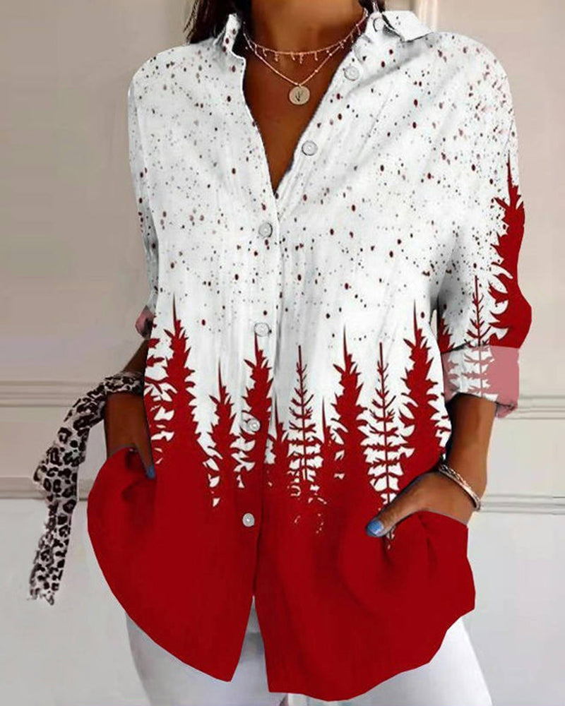 Koszula casualowa z klapami i guzikami, z nadrukiem