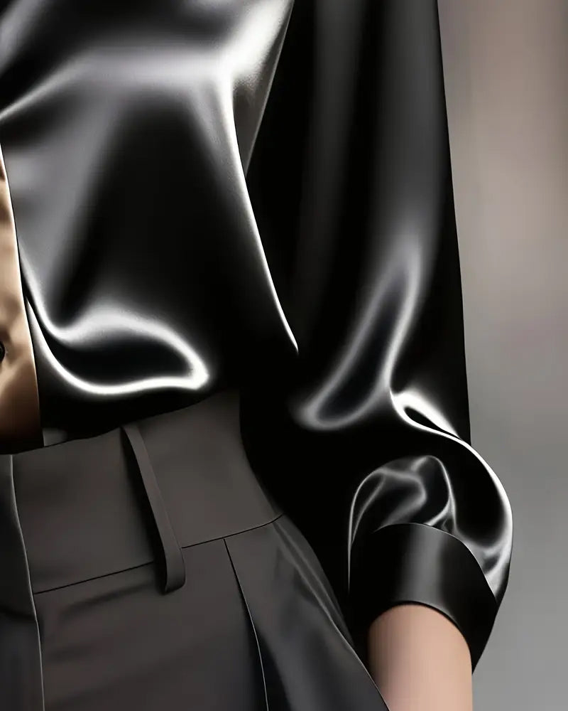 Koszula modna biznesowa satynowa w blokach kolorów