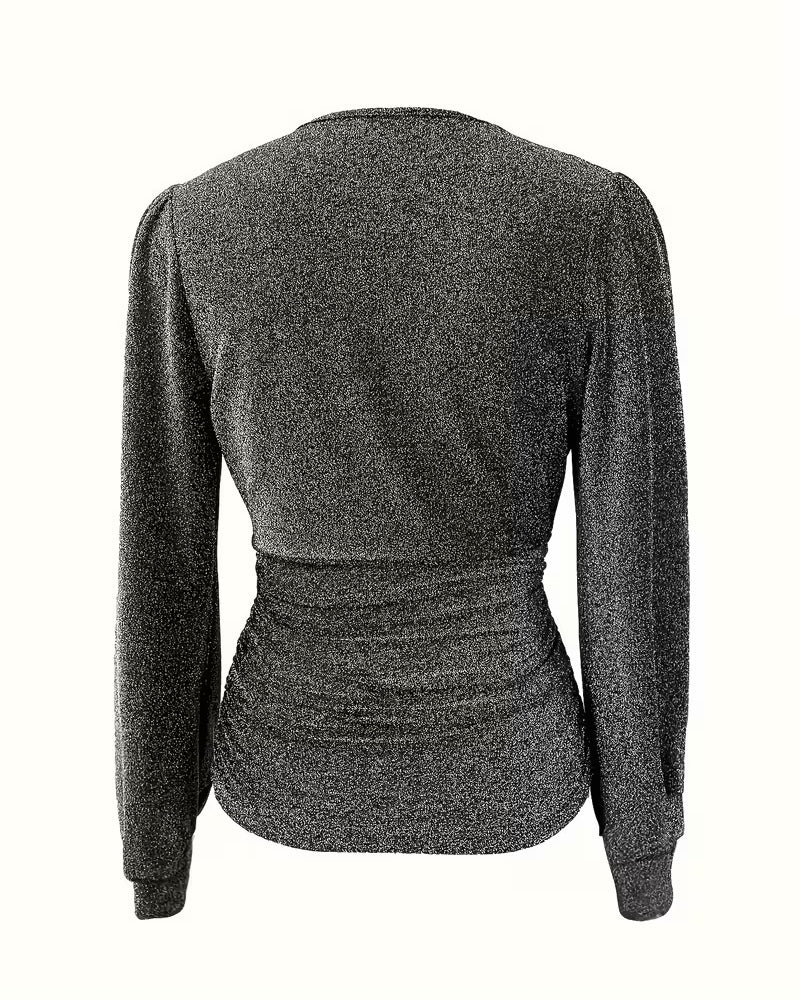 Seksowny top z długim rękawem i dekoltem w serek