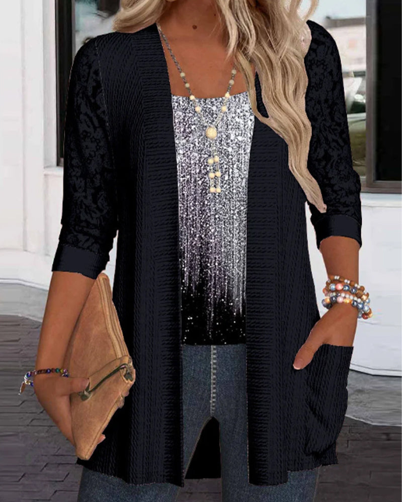 Modny top w imitacji dwuczęściowej konstrukcji