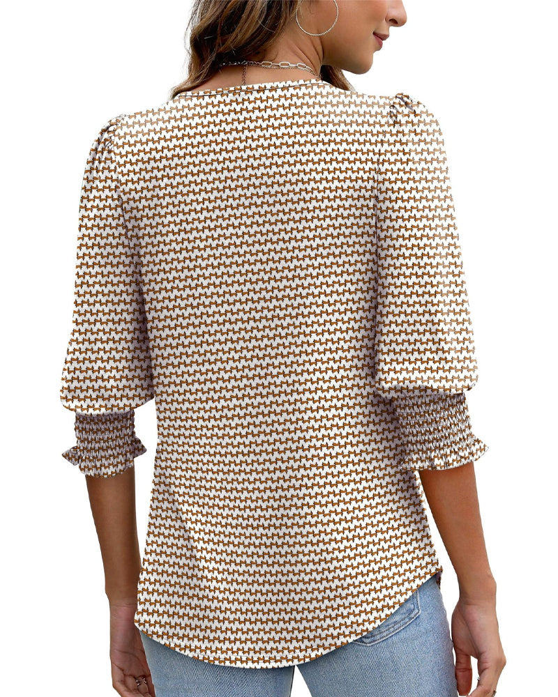 Bluzka z bufiastymi rękawami i nadrukiem