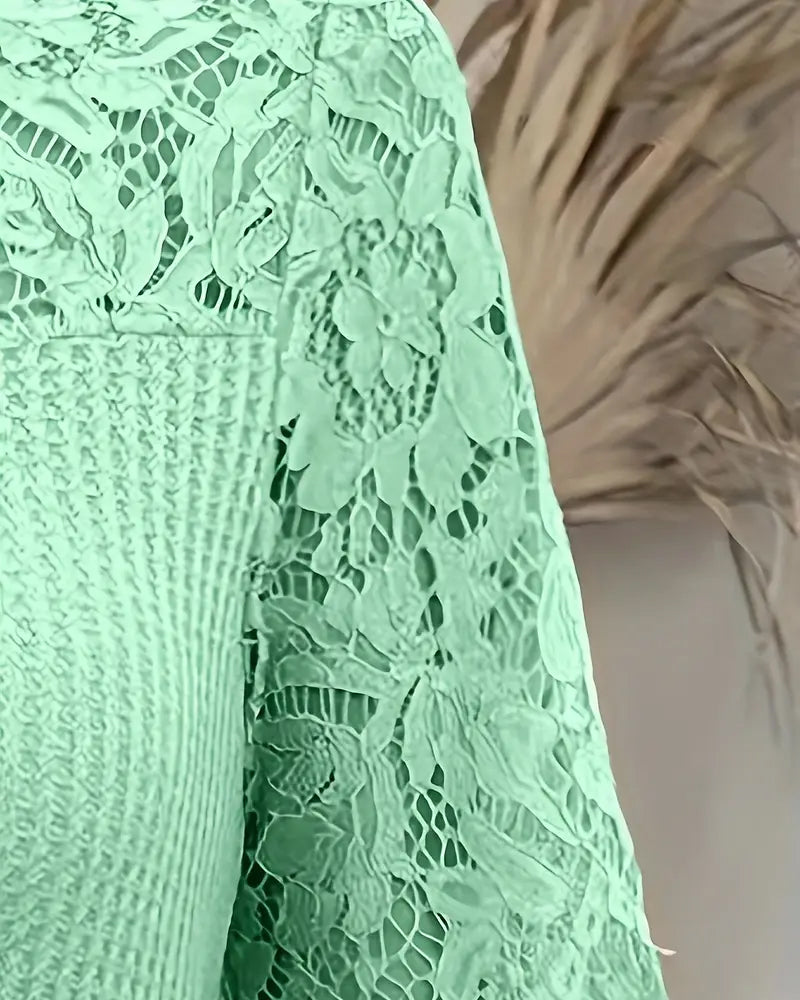 Koszulka z koronką w panelu dzianinowym