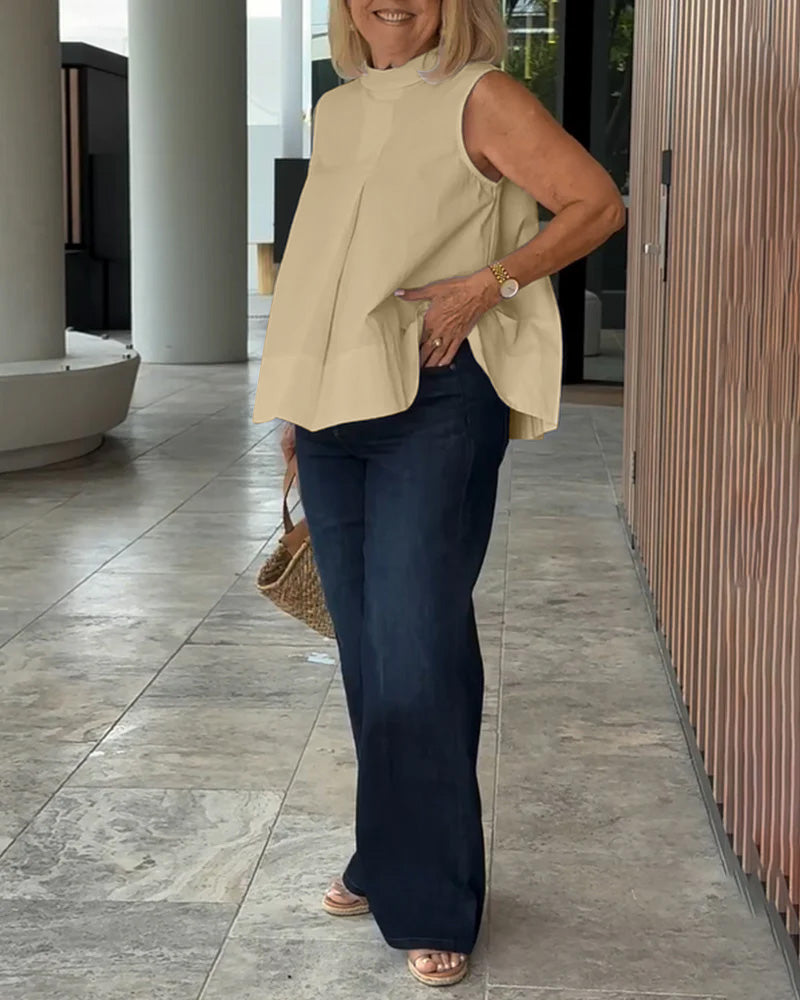 Bluzka bez rękawów prosta prosta