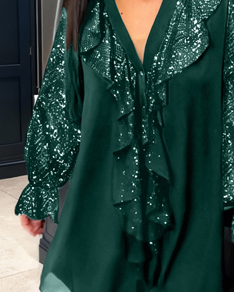 Szerokie bluzki w jednolitym kolorze z falbankami