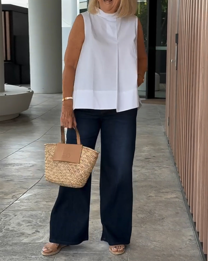 Bluzka bez rękawów prosta prosta