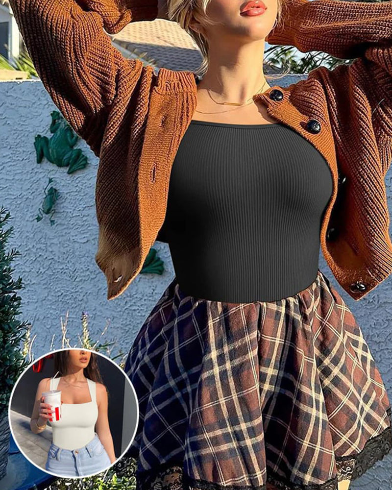 Jednokolorowy, bezrękawnik w formie body 