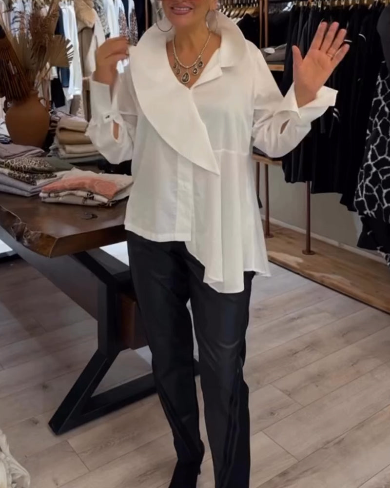 Koszula z nieregularnymi klapami, jednolity kolor