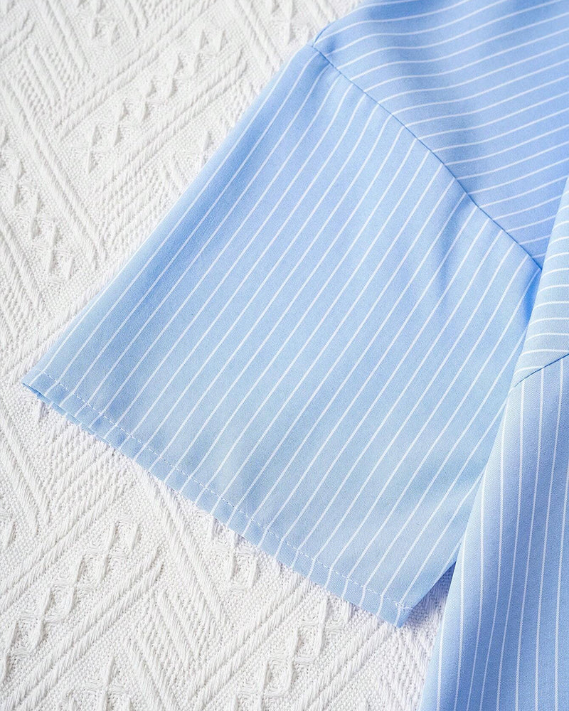 Luźny top w paski z okrągłym dekoltem