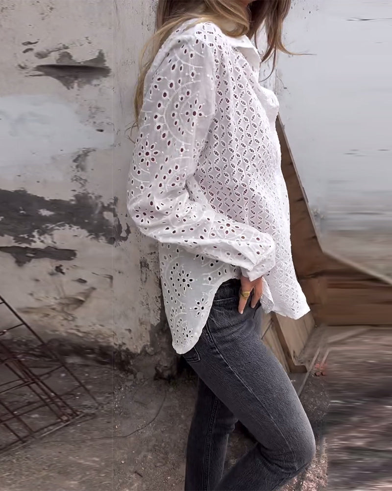 Koszula z długim rękawem i wycięciem na klapie