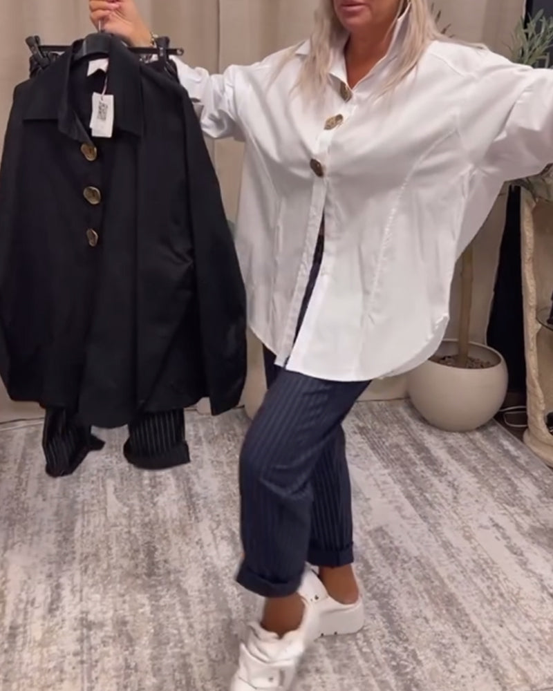 Stylowa, prosta koszula z klapami i guzikiem