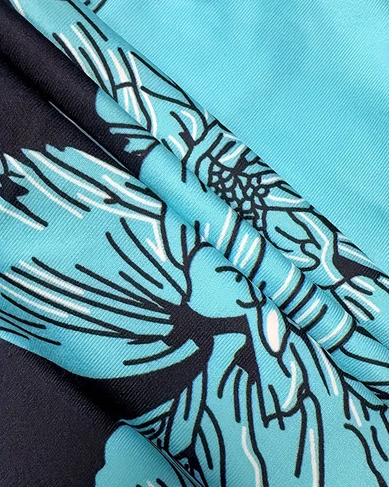 Bezrękawnik z dekoltem w serek, nadruk w blokach kolorów