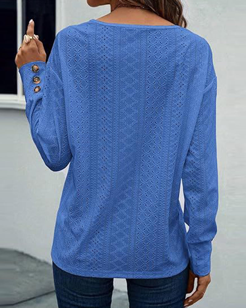 Bluzka casualowa z dekoltem w serek, w jednolitym kolorze