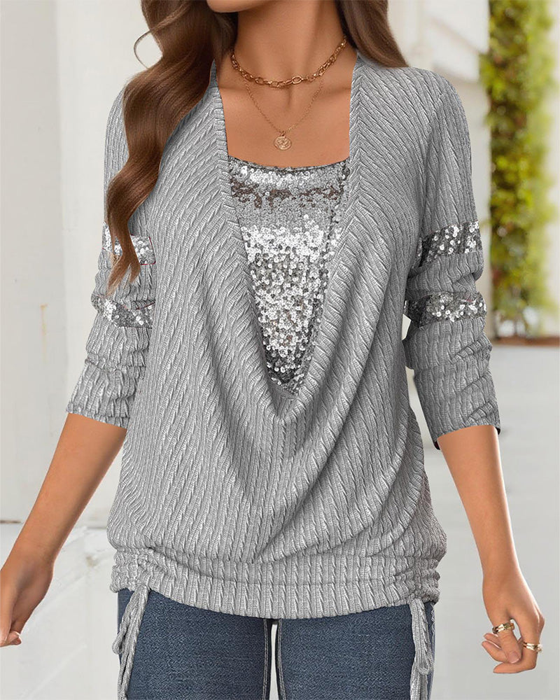 Bluza z swobodnym motywem cekinów