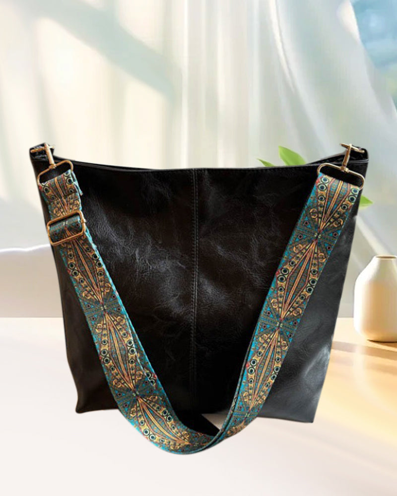 Duża torba wiaderkowa w stylu vintage z paskiem na ramię