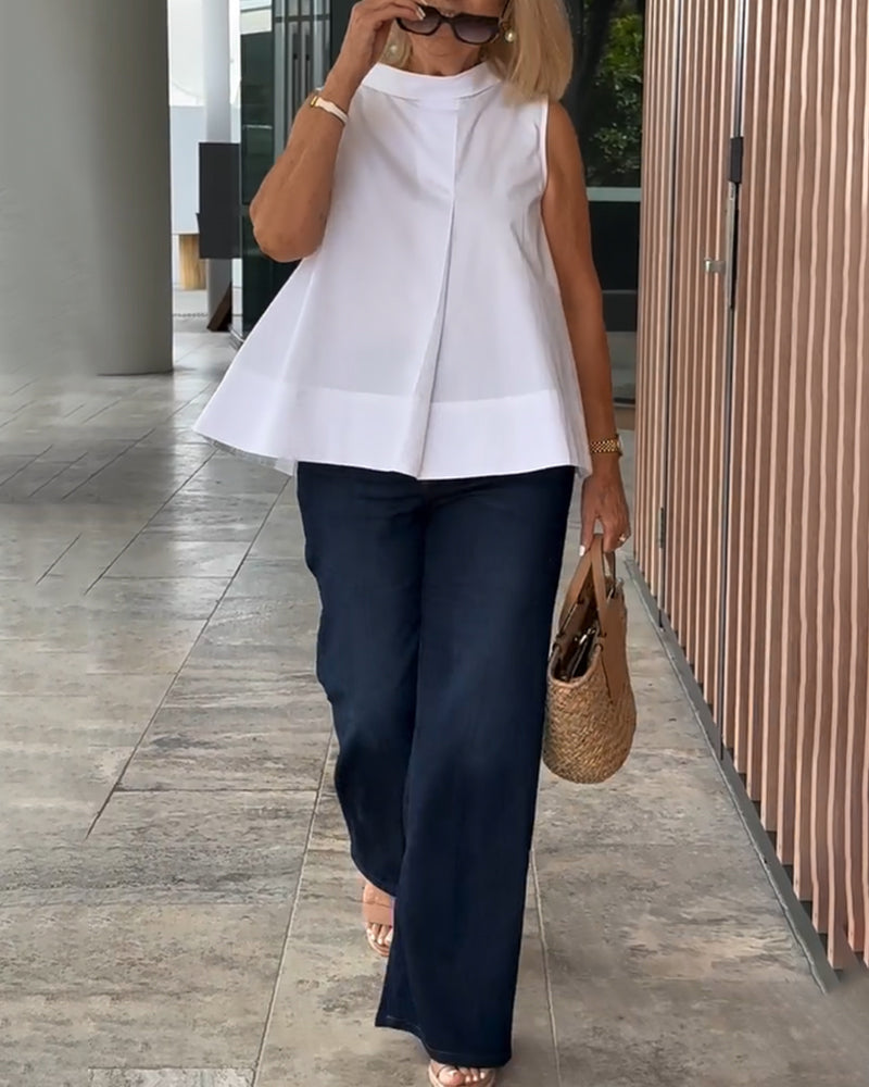 Bluzka bez rękawów prosta prosta