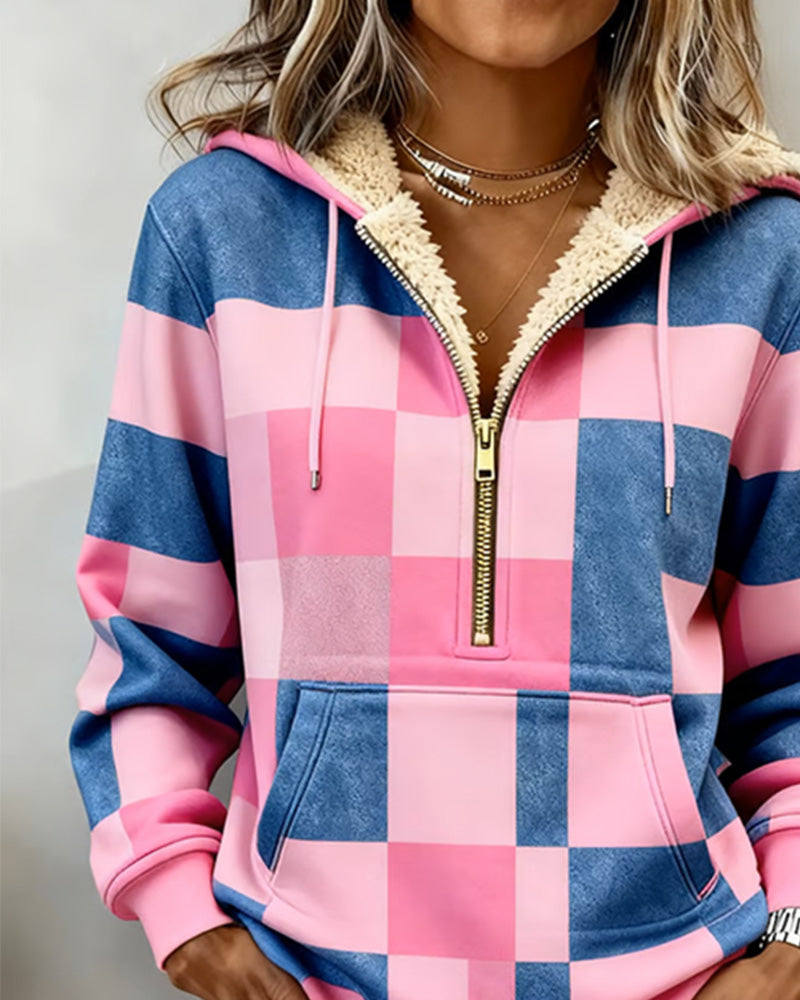 Sweter z kapturem i podszewką z polaru, zapinany na zamek błyskawiczny