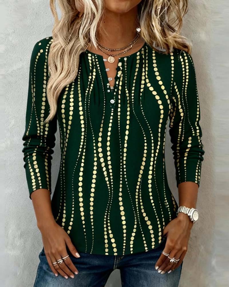 Koszulka z nadrukiem na guziki i długimi rękawami