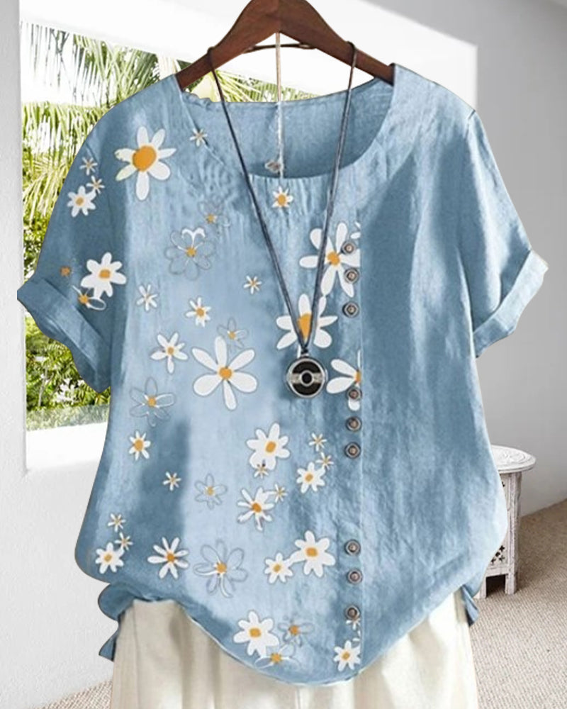 Luźna bawełniana koszula z krótkim rękawem