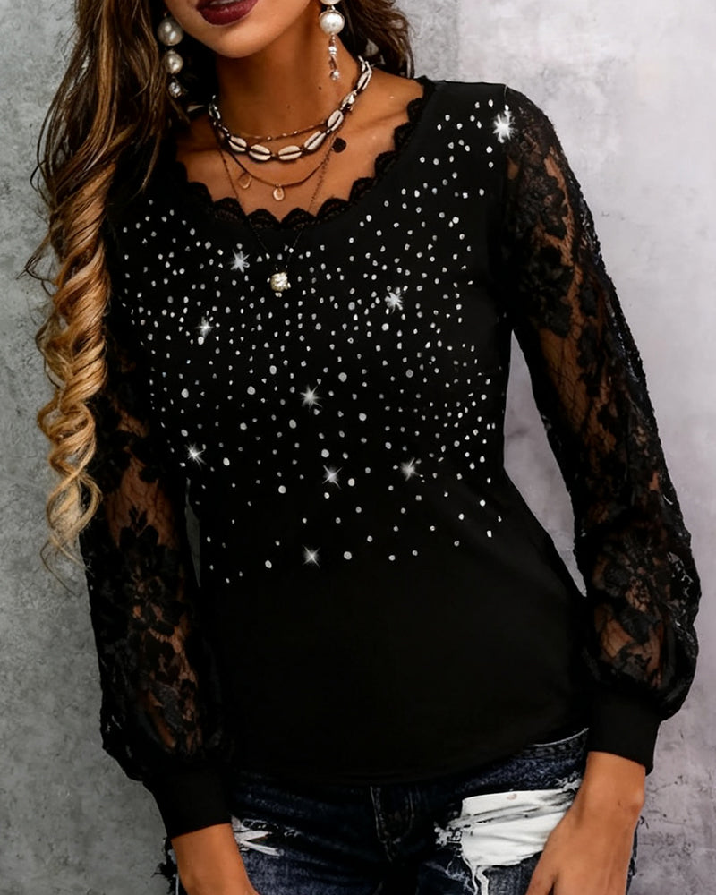 Modna bluzka z nadrukiem patchworkowym