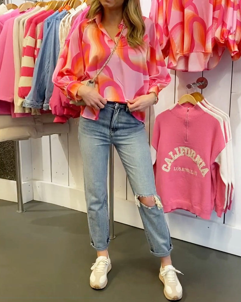 Bluzka z klapami i długimi rękawami