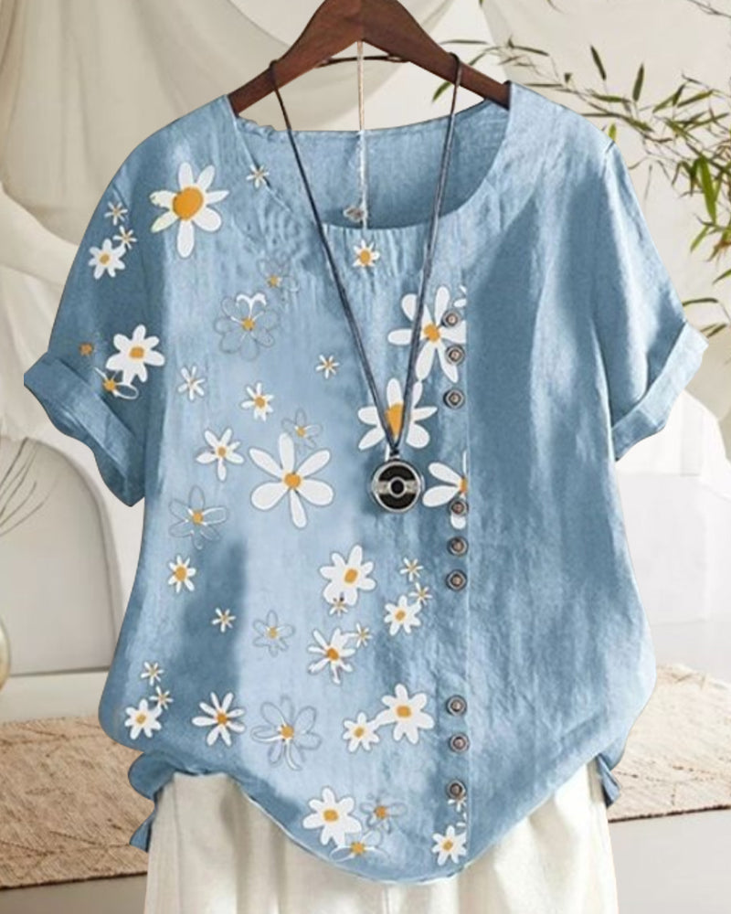 Luźna bawełniana koszula z krótkim rękawem