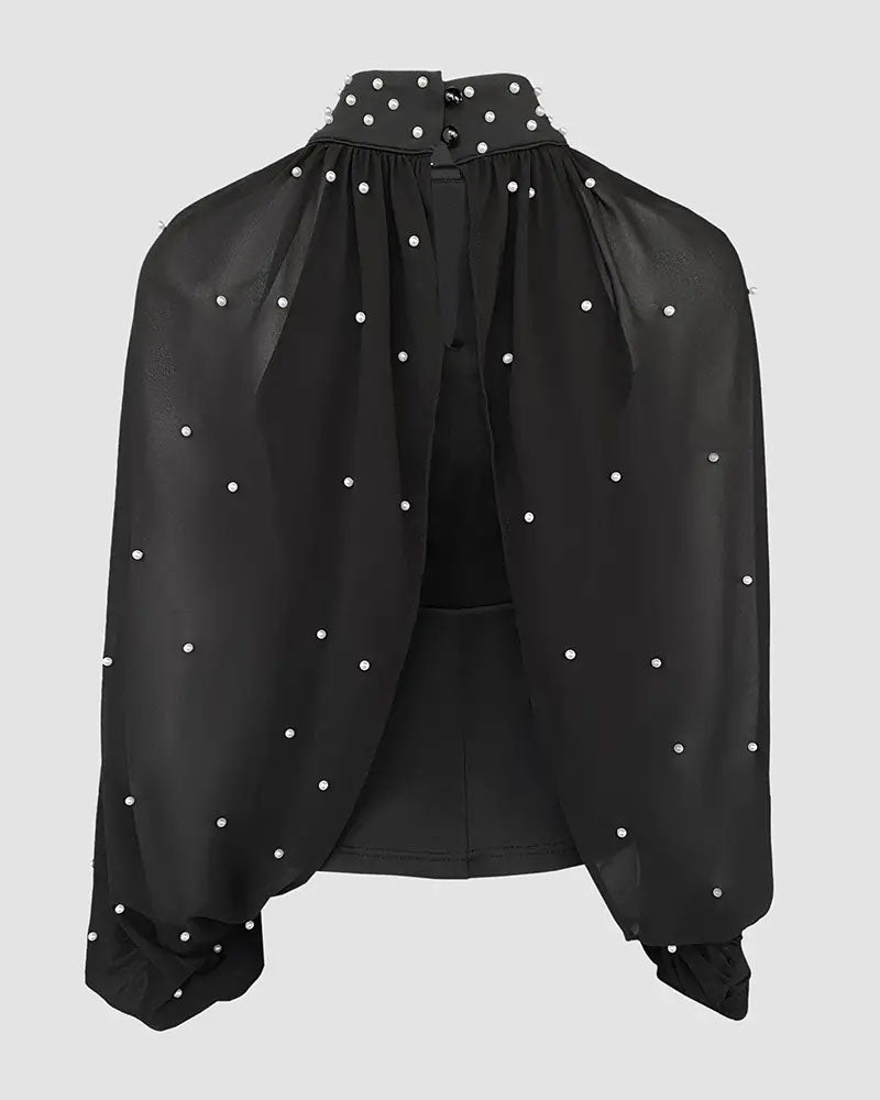 Top w eleganckim stylu z rękawami typu lampion