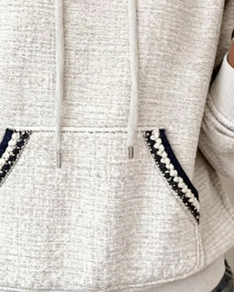 Bluza z kapturem, swobodny kontrastowy kolor