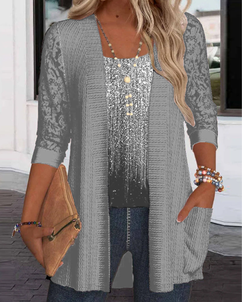 Modny top w imitacji dwuczęściowej konstrukcji