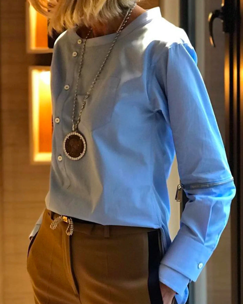 Gładki, nieregularny top z guzikami