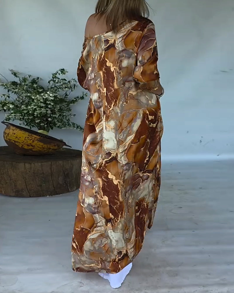 Bluzka Modny Rozcięcie Drukowane