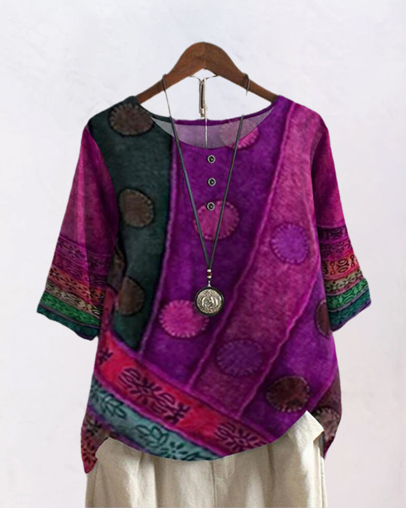 Luźny top z krótkimi rękawami