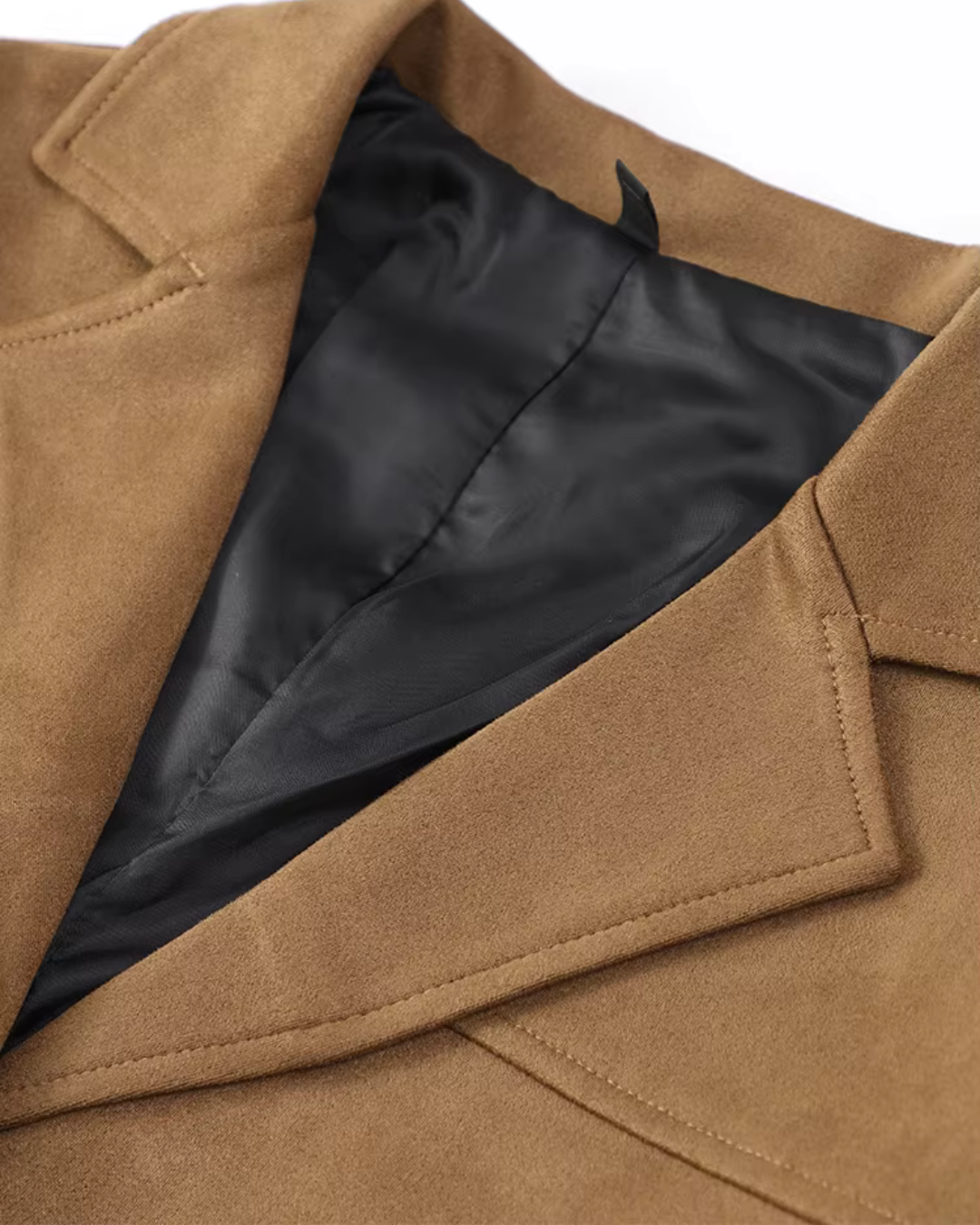 Marynarka damska zamszowa - elegancki płaszcz oversize w kolorze brązowym