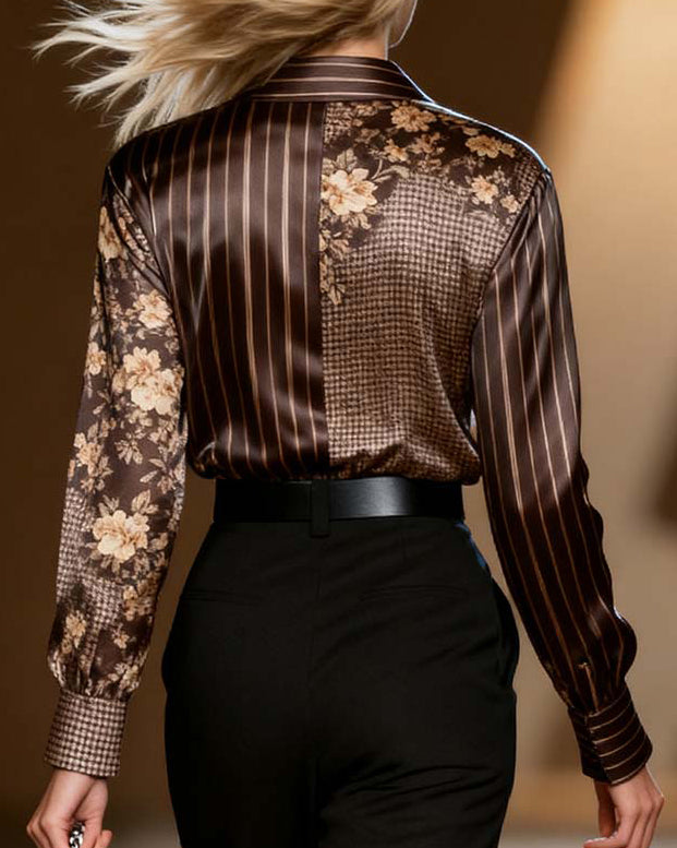 Bluzka casualowa w kratkę, z długim rękawem