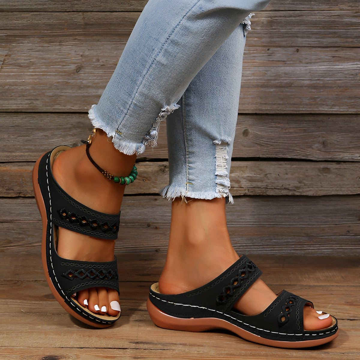 Sandały damskie na koturnie z wkładką ortopedyczną do codziennego użytku - stylowe i wygodne buty