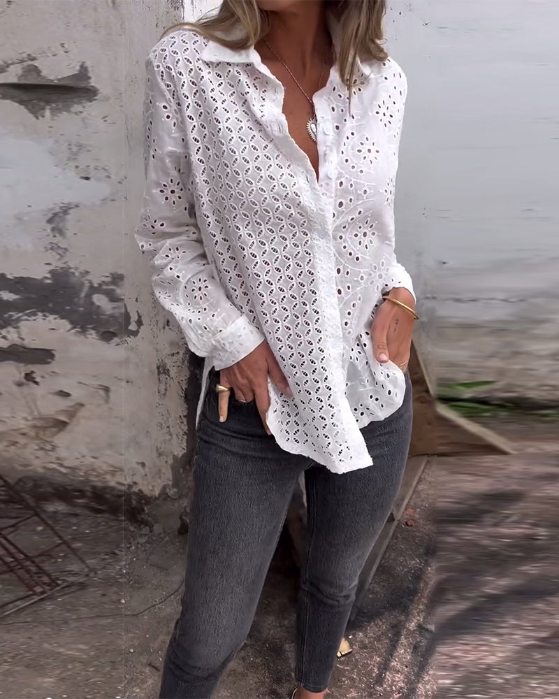 Koszula z długim rękawem i wycięciem na klapie