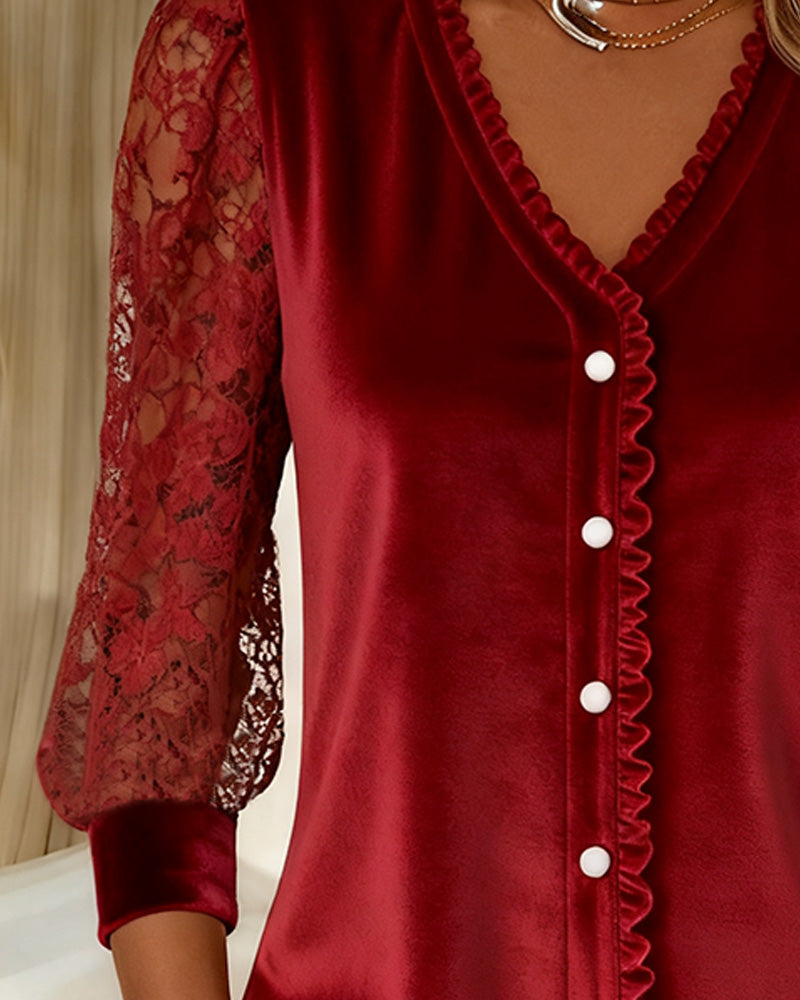 Gładki aksamitny top z łatkami