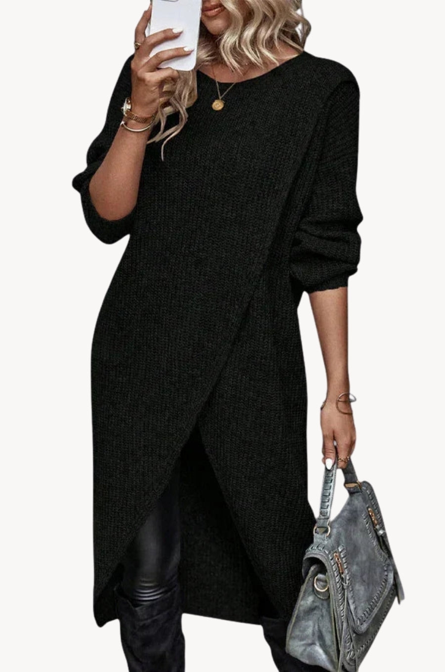 Elsemiek | Elegancka sukienka sweterkowa o prostym kroju
