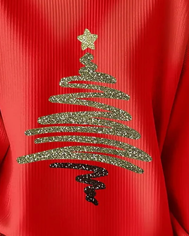 Luźny sweter z nadrukiem świątecznym Gepit