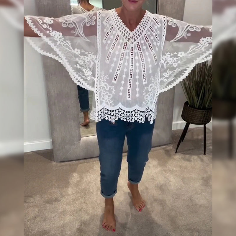 Stylowa bluzka z dekoltem w serek