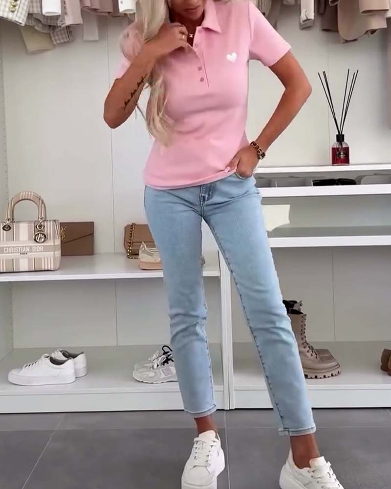 Koszulka polo z klapami w jednolitym kolorze, dopasowana do sylwetki