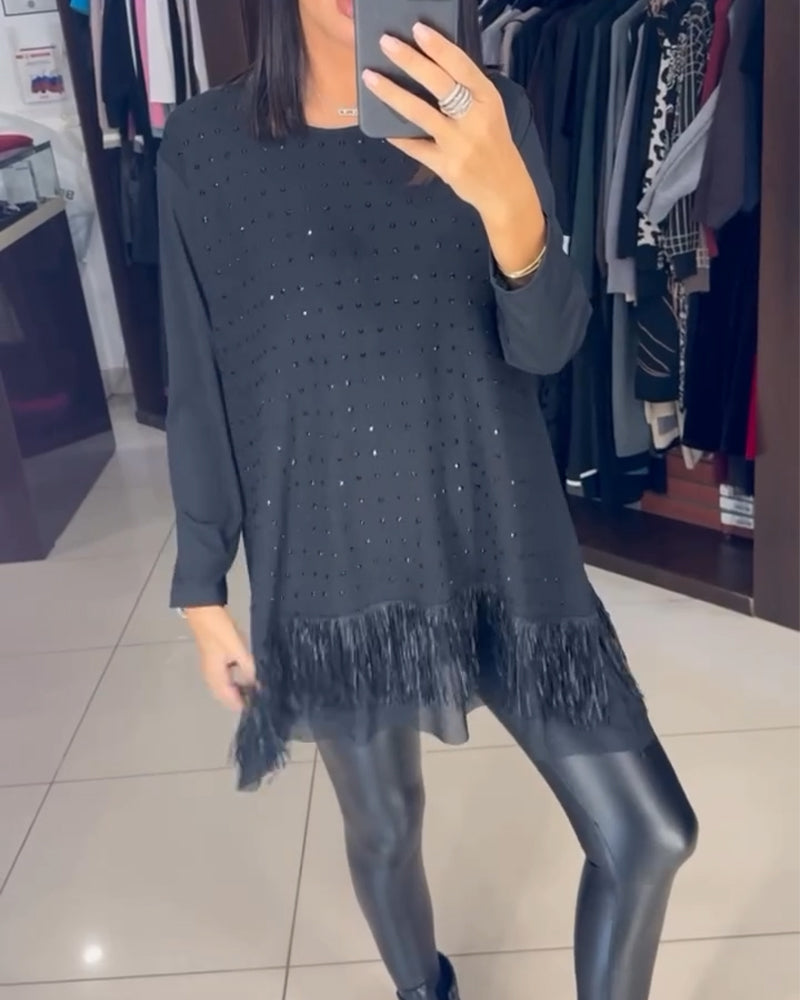 Top z kryształkami w modnym kolorze